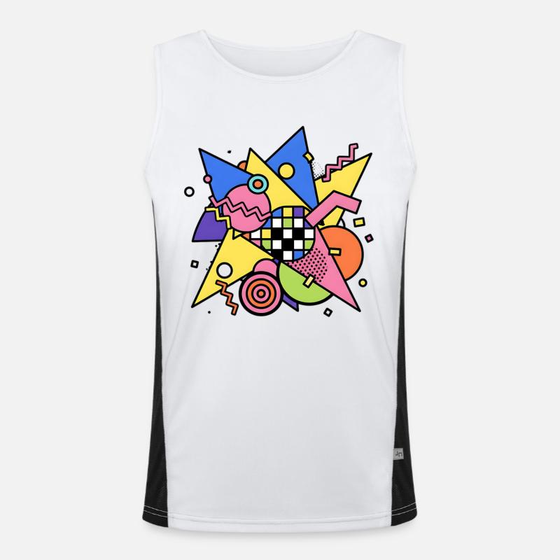 Abstract Geometric Pattern 90s Style - Men's Functional Contrast Tank Top  - white/black