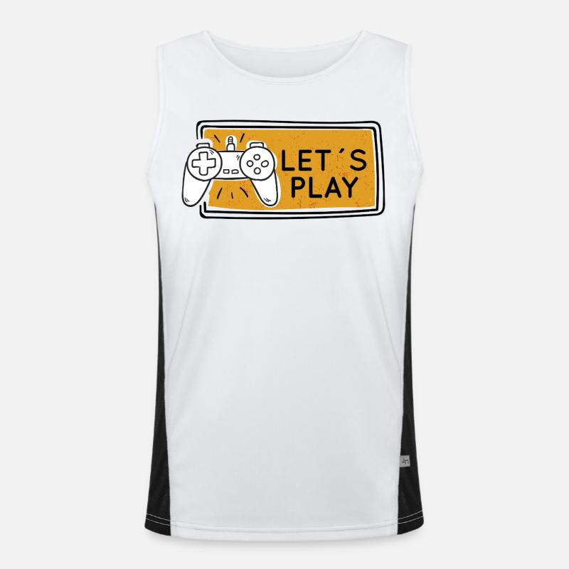Let's Play Gaming Controller Graphic Men's Functional Contrast Tank Top