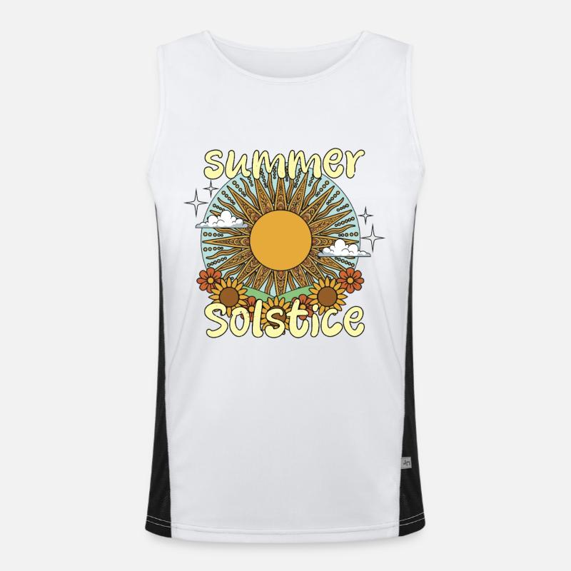Litha Pagan Summer Solstice Midsummer Midsommar - Men's Functional Contrast Tank Top  - white/black