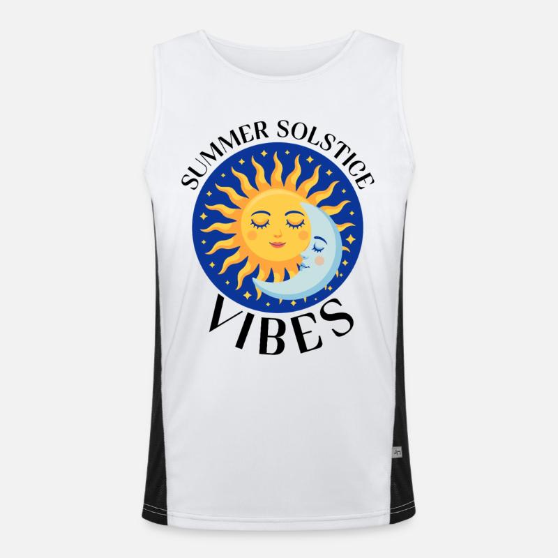 Litha Pagan Summer Solstice Midsummer Midsommar - Men's Functional Contrast Tank Top  - white/black