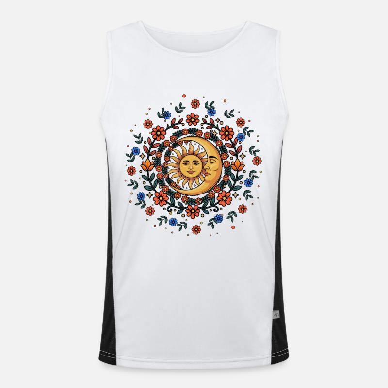 Litha Pagan Summer Solstice Midsummer Midsommar - Men's Functional Contrast Tank Top  - white/black