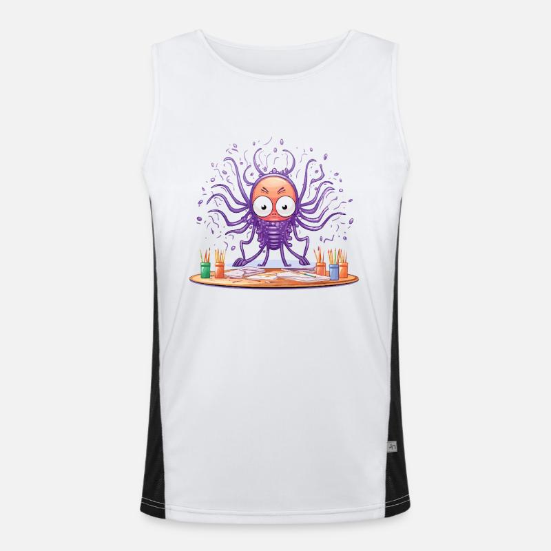 Creative Ink Octopus - Men's Functional Contrast Tank Top - white/black
