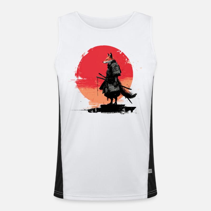 Fox Samurai at Sunset - Men's Functional Contrast Tank Top  - white/black