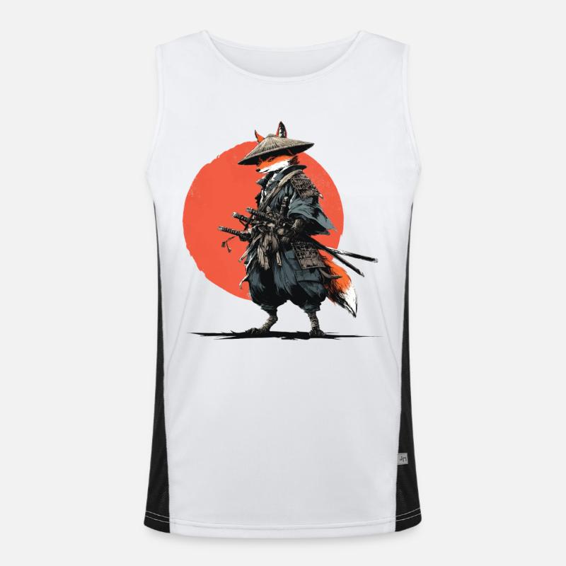 Fox Samurai under Ember Sun - Men's Functional Contrast Tank Top  - white/black