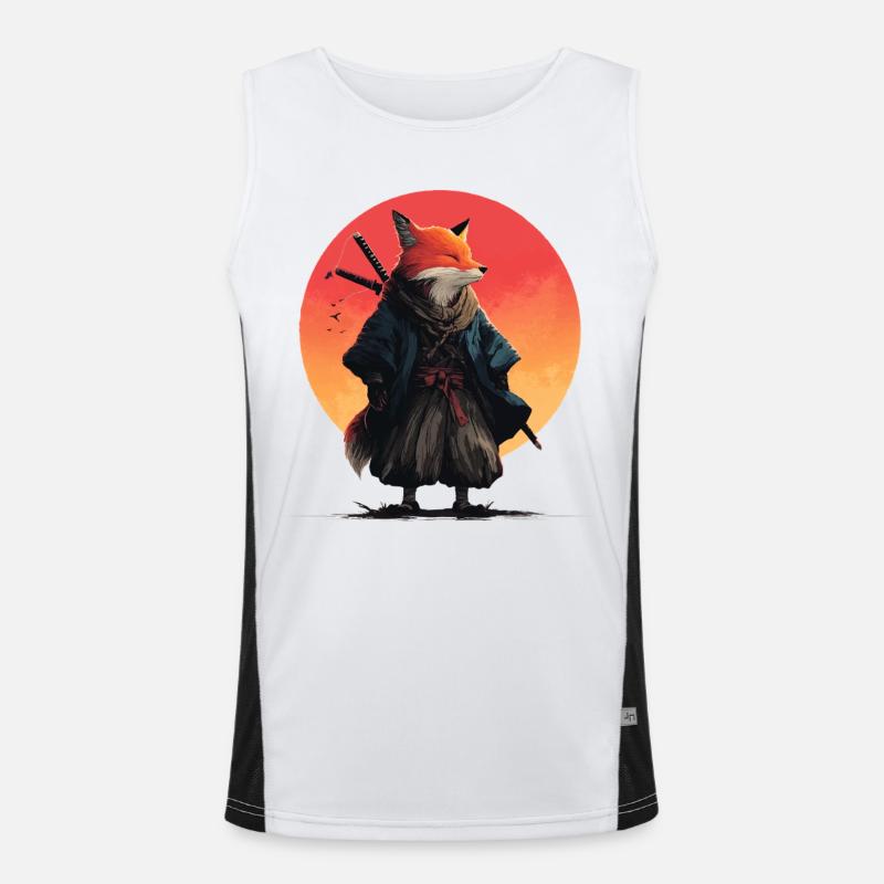 Fox Samurai at Sunset - Men's Functional Contrast Tank Top  - white/black