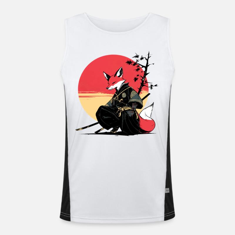Fox Samurai at Sunset - Men's Functional Contrast Tank Top  - white/black