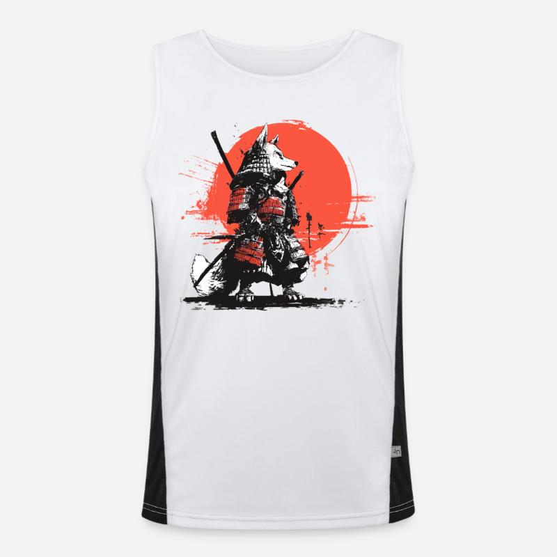 Fox Samurai in Red Sun Armor Men's Functional Contrast Tank Top 