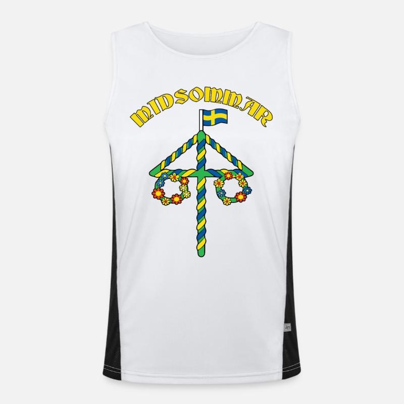 Litha Pagan Summer Solstice Midsummer Midsommar Men's Functional Contrast Tank Top 