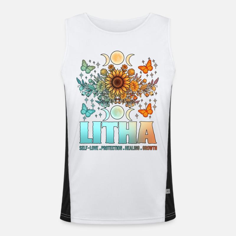 Litha Pagan Summer Solstice Midsummer Midsommar - Men's Functional Contrast Tank Top  - white/black