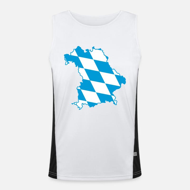 Bavaria map with blue and white diamond pattern Men's Functional Contrast Tank Top 