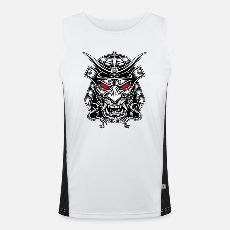 Samurai Kabuto Totem Japanese Red Eye Mask Men's Functional Contrast Tank Top 