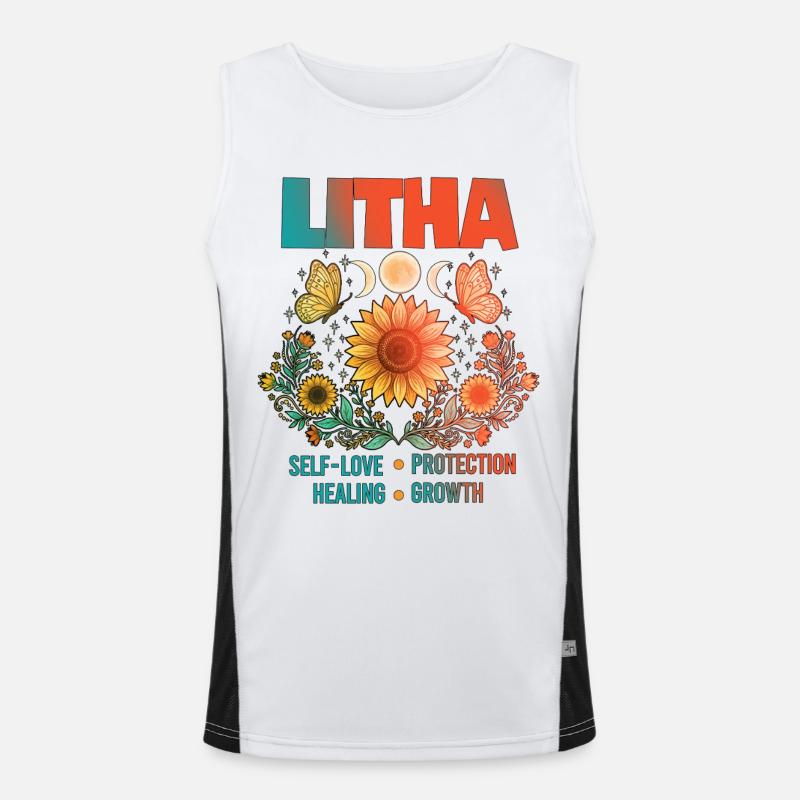 Litha Pagan Summer Solstice Midsummer Midsommar - Men's Functional Contrast Tank Top  - white/black