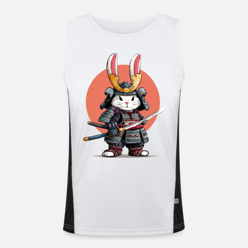 Bunny Samurai Warrior - Men's Functional Contrast Tank Top  - white/black