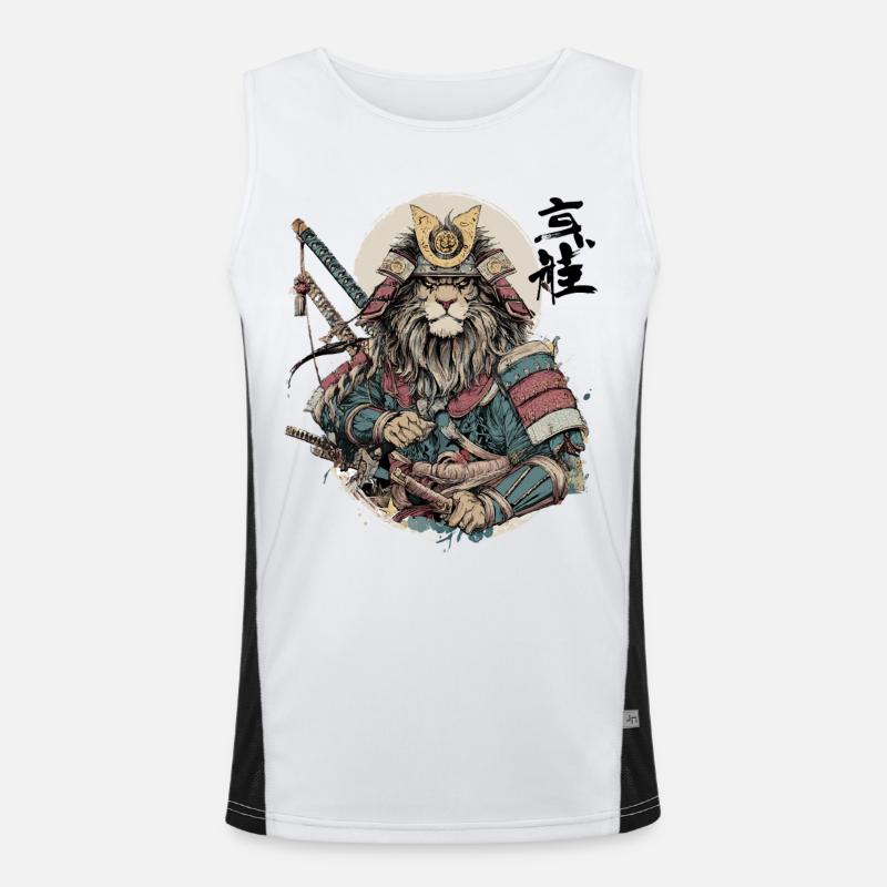 Lion Samurai Armor Warrior Men's Functional Contrast Tank Top 