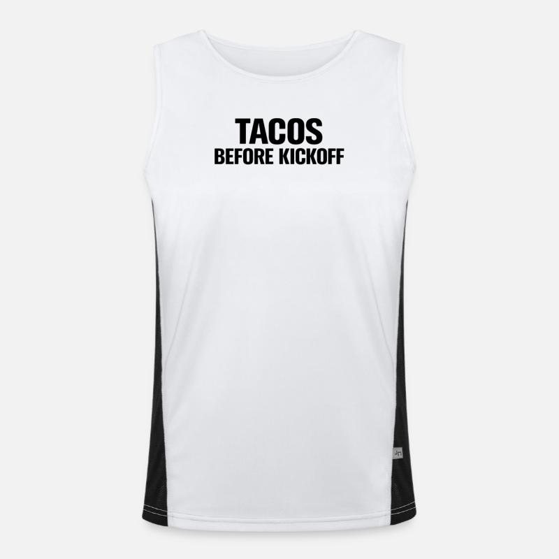 Tacos Before Kickoff Funktionelles Kontrast-Tank Top für Männer 
