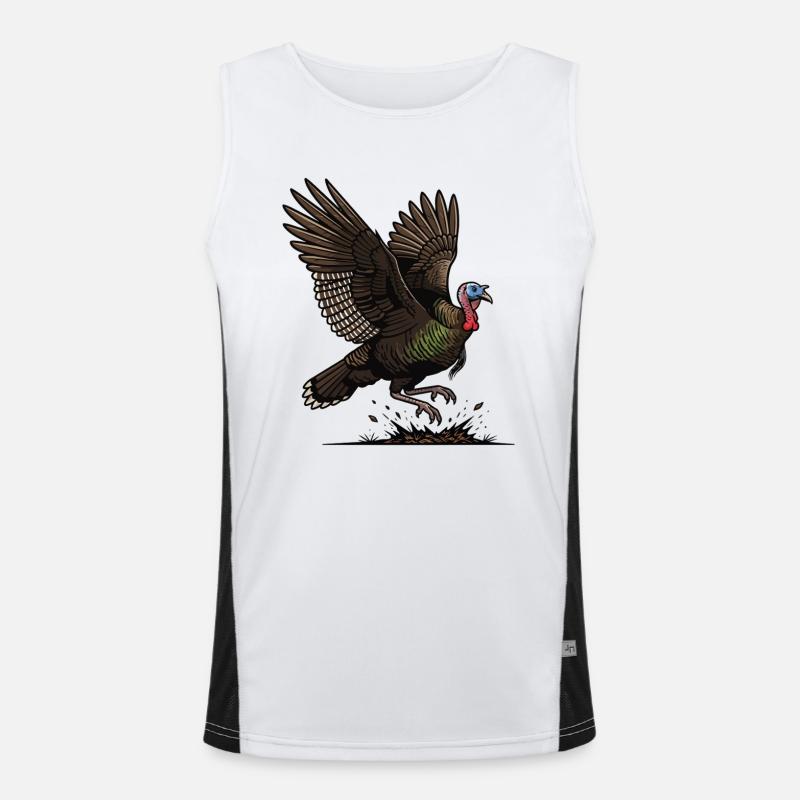 Wild Turkey in Flight Wilderness Forest Men's Functional Contrast Tank Top 