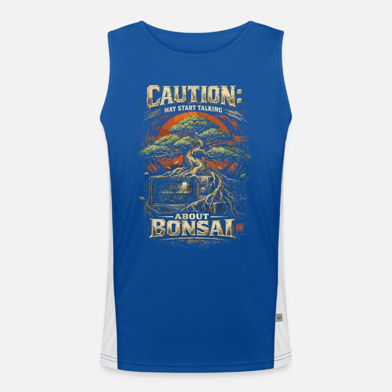 Bonsai Tree Caution May Start Talking About Bonsai Men's Functional Contrast Tank Top 