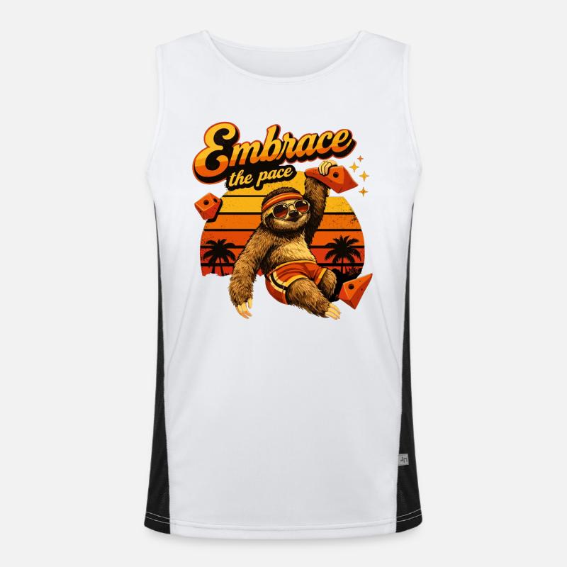 Retro Sloth: Embrace the Pace – Bouldering Sloth Men's Functional Contrast Tank Top 