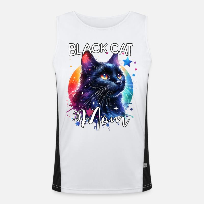 Schwarze Katze Mama Funktionelles Kontrast-Tank Top für Männer 