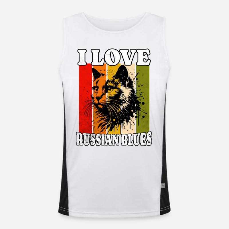 I Love Russian Blue Funktionelles Kontrast-Tank Top für Männer 