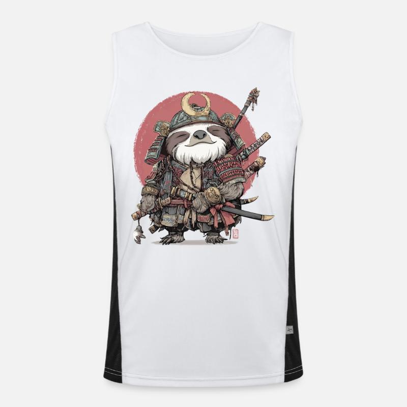 Sloth Samurai Armor - Men's Functional Contrast Tank Top  - white/black