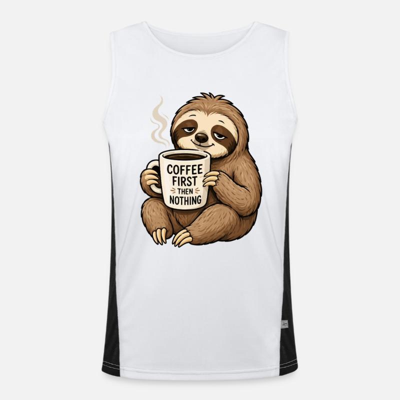 Coffee first, then nothing – sloth Men's Functional Contrast Tank Top 