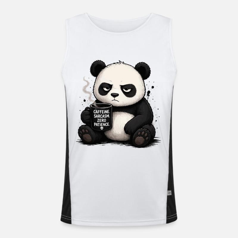 Kaffeepanda mit Sarkasmus Funktionelles Kontrast-Tank Top für Männer 