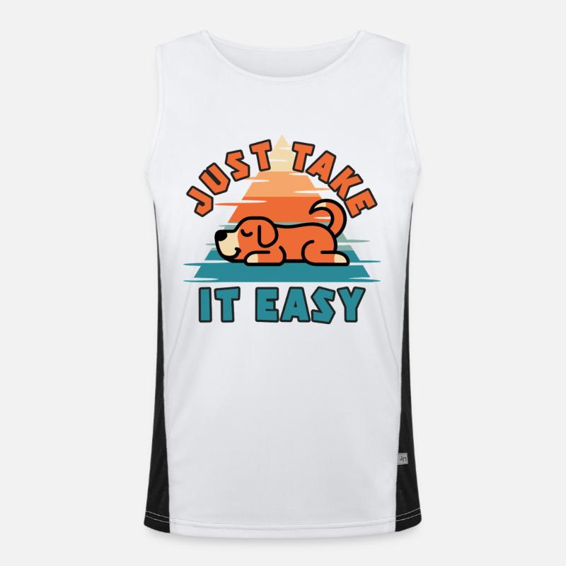 Just Take It Easy Retro Dog Men's Functional Contrast Tank Top 