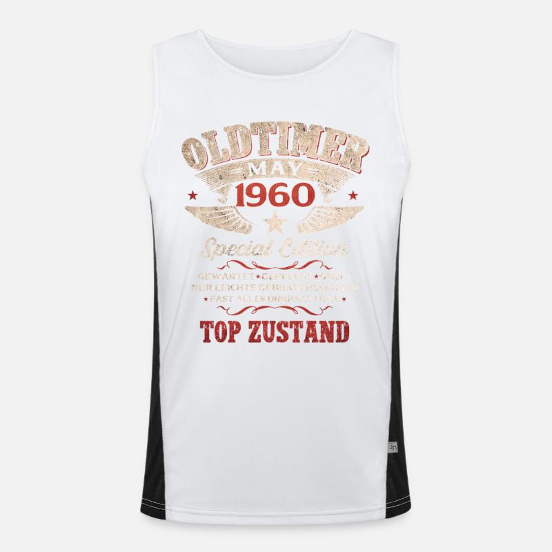 66. Geburtstag Geschenk Mann Oldtimer Mai 1960 Funktionelles Kontrast-Tank Top für Männer 