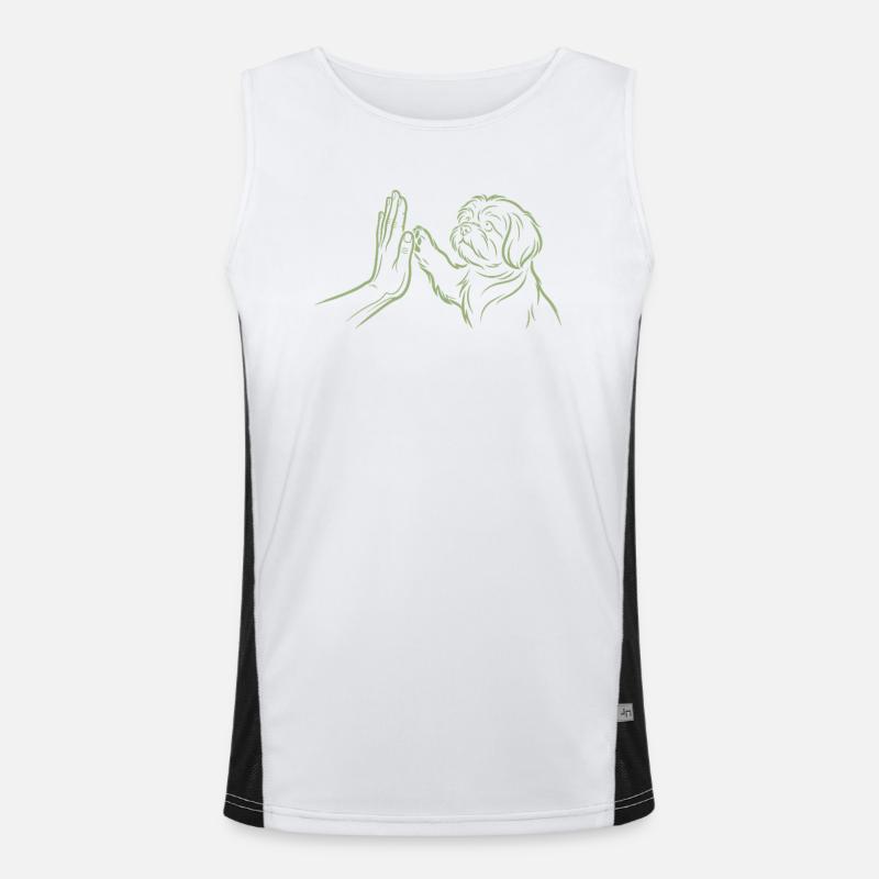 Hundehåndtryk High Five Paw Human Forbindelse - Funktionel kontrast tanktop til herrer  - hvid/sort