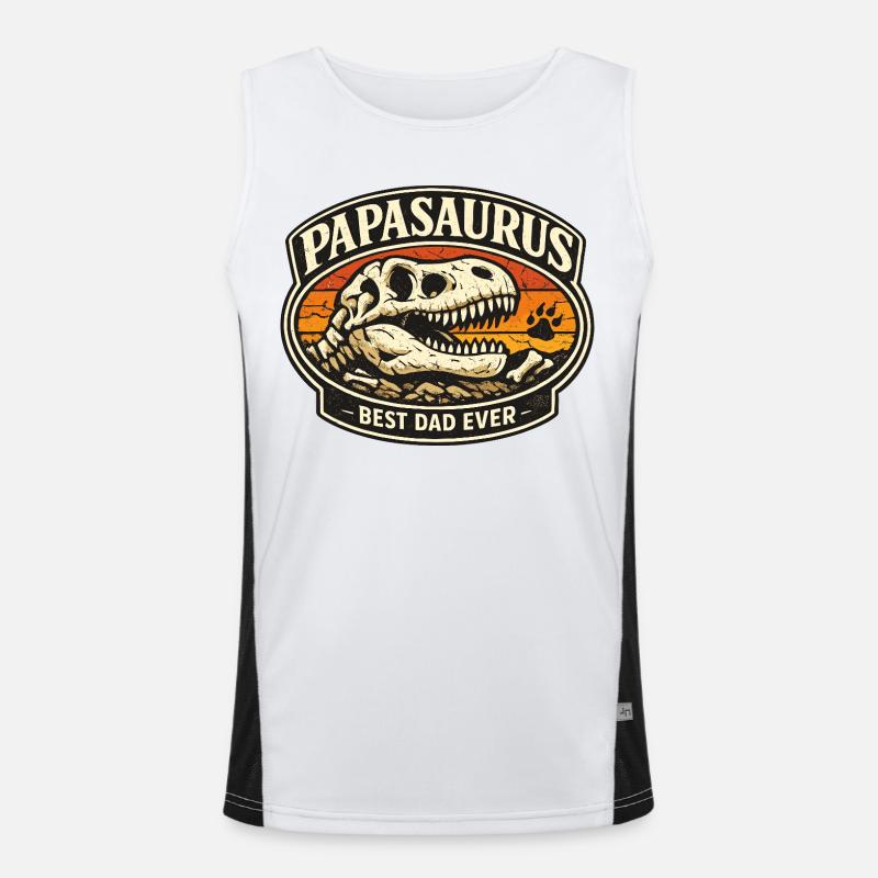 Papasaurus Best Dad Ever Dino Fossil Retro Funktionelles Kontrast-Tank Top für Männer 