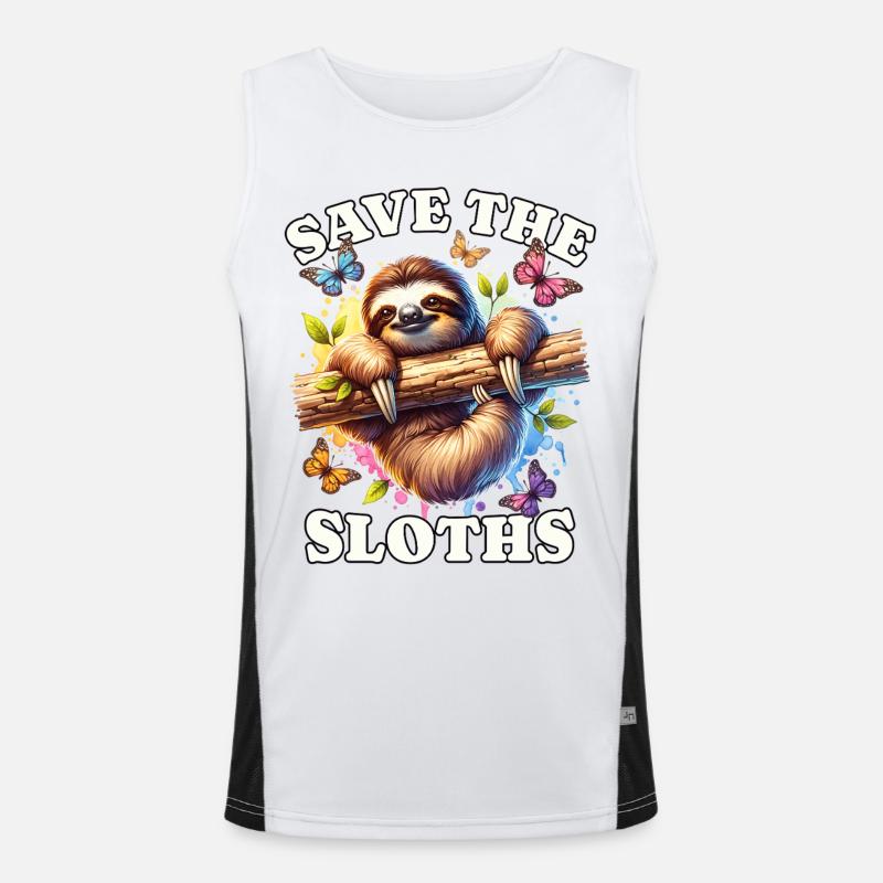 Faultier Save Sloth - Men's Functional Contrast Tank Top  - white/black