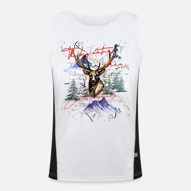 Deer Antler Mountain Forest - Men's Functional Contrast Tank Top  - white/black