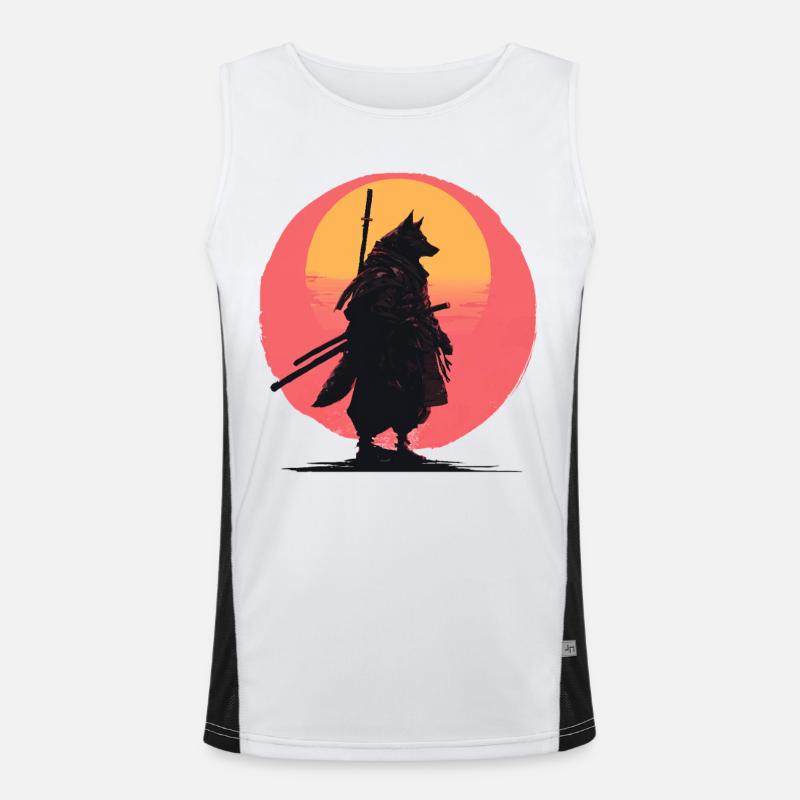 Wolf Sunset Samurai Rider - Men's Functional Contrast Tank Top  - white/black