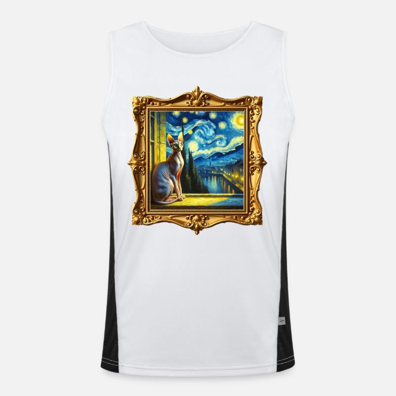 Sphynxkatze Starry Night Funktionelles Kontrast-Tank Top für Männer 