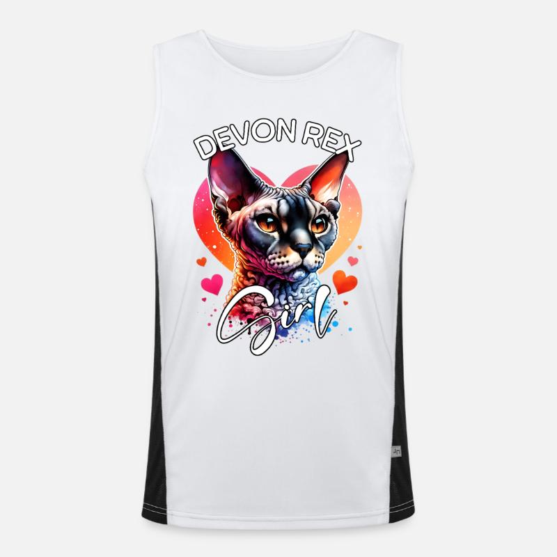 Devon Rex Mädchen Devon Rex - Funktionelles Kontrast-Tank Top für Männer  - Weiß/Schwarz