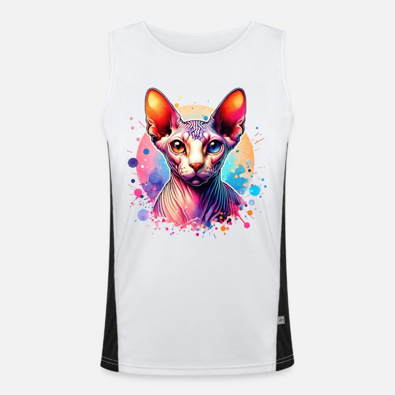 Motif du chat Sphynx Débardeur respirant contrasté Homme 