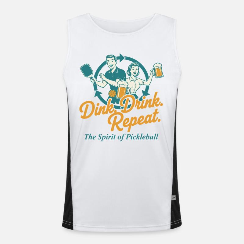 Pickleball Dink Drink Repeat Funny Player Funktionelles Kontrast-Tank Top für Männer 
