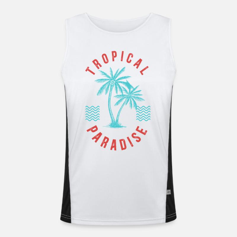 Tropical Paradise Retro Palm Abzeichen Funktionelles Kontrast-Tank Top für Männer 