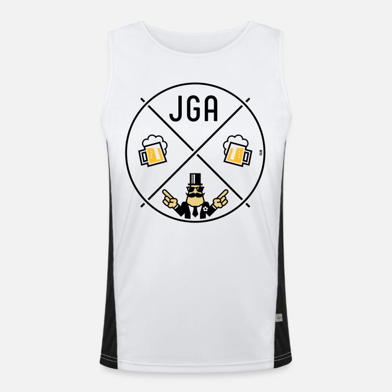 Bachelor Party Groom Hand Signal Beer Circle Symbol POS 3C Men's Functional Contrast Tank Top 