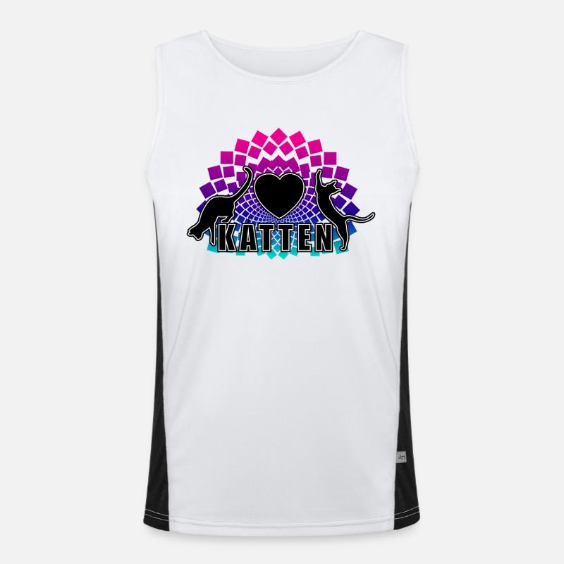 Katzenherz-Regenbogen-Mandala Funktionelles Kontrast-Tank Top für Männer 