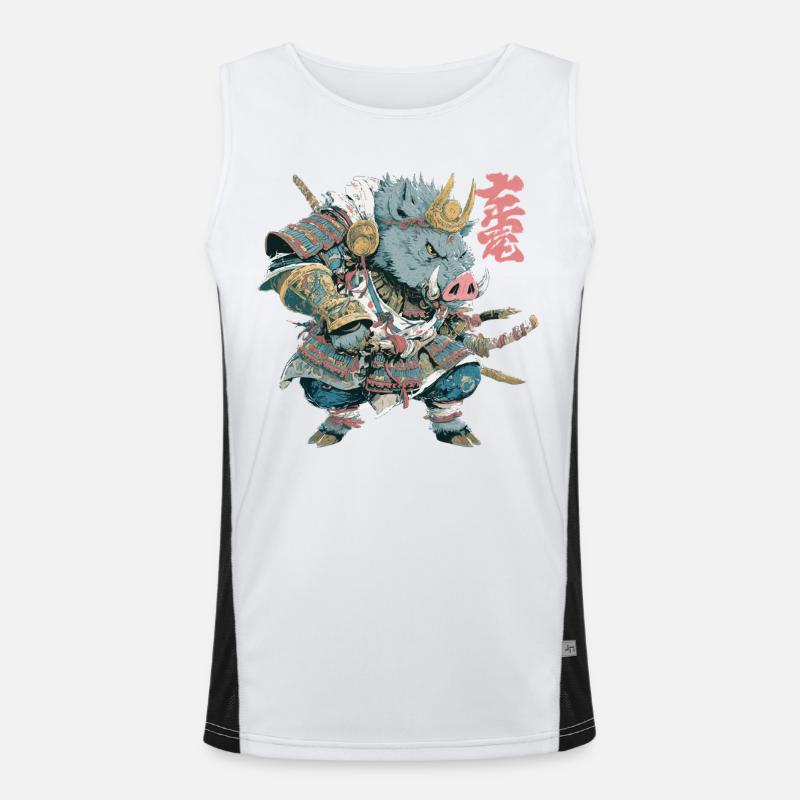 Boar Samurai Armor - Men's Functional Contrast Tank Top  - white/black