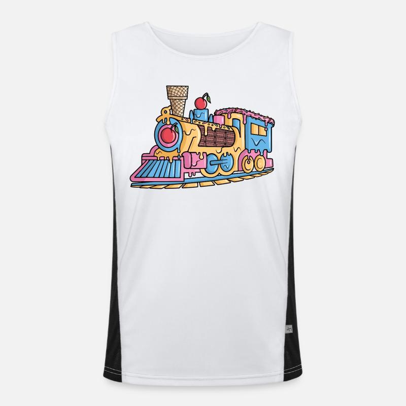 Dampflok Eiscreme Modelleisenbahn Eisenbahn - Men's Functional Contrast Tank Top  - white/black
