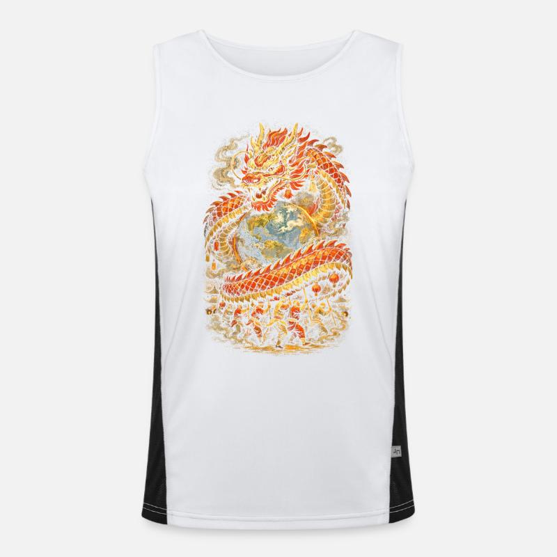 Dragon Dance Drachentanz Funktionelles Kontrast-Tank Top für Männer 