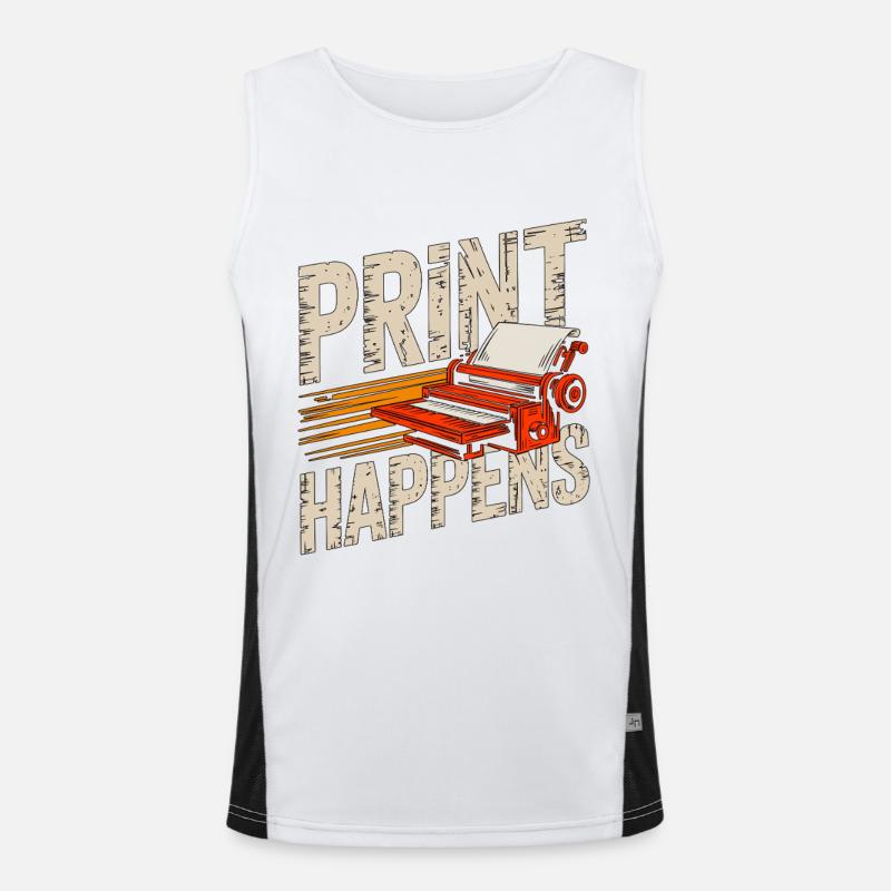 Print Designer Print Happens Creative Designer - Men's Functional Contrast Tank Top  - white/black