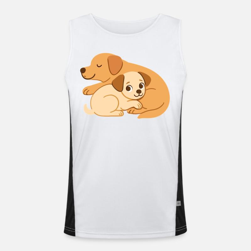 Cute dogs cuddle: Small & big dog Men's Functional Contrast Tank Top 