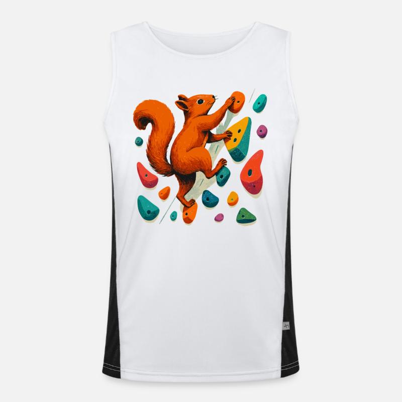 Eichhörnchen am Fels: Motivation & Boulder-Art Funktionelles Kontrast-Tank Top für Männer 