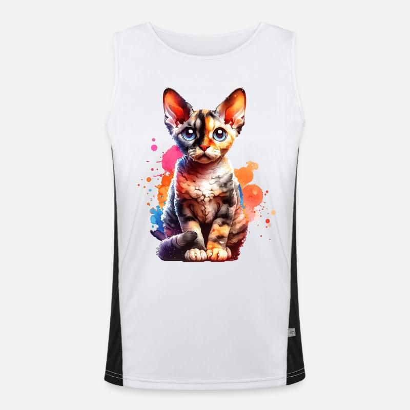 Devon Rex Geschenk Funktionelles Kontrast-Tank Top für Männer 