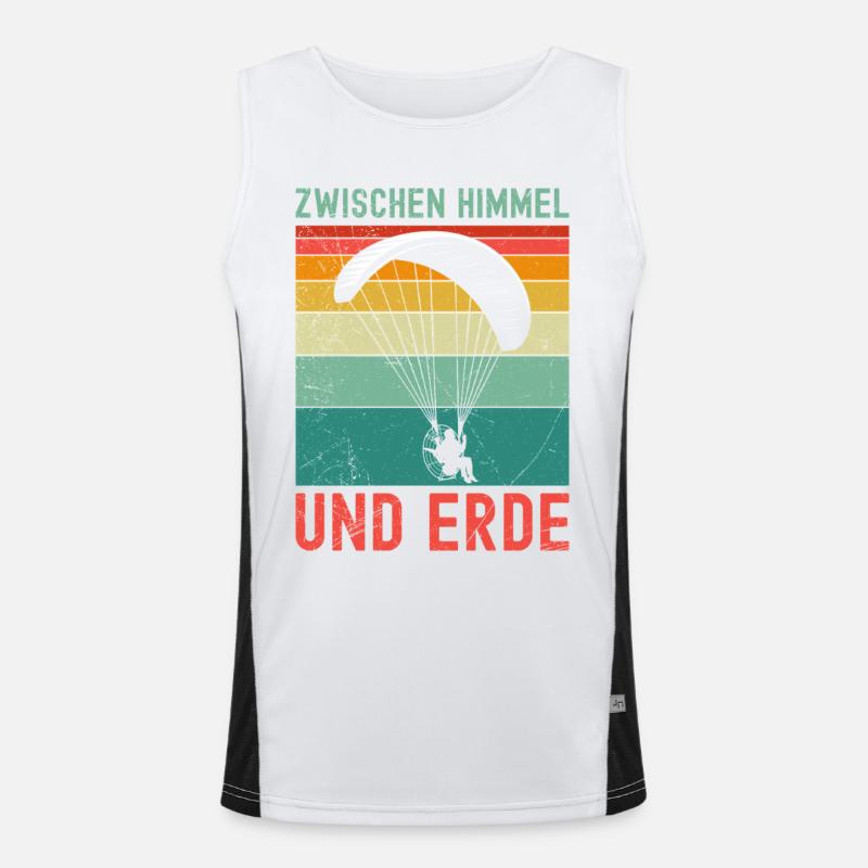 Paramotor ZWISCHEN HIMMEL UND ERDE Lustiges Funktionelles Kontrast-Tank Top für Männer 