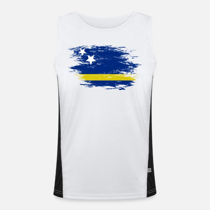 Curacao Flagge used Funktionelles Kontrast-Tank Top für Männer 